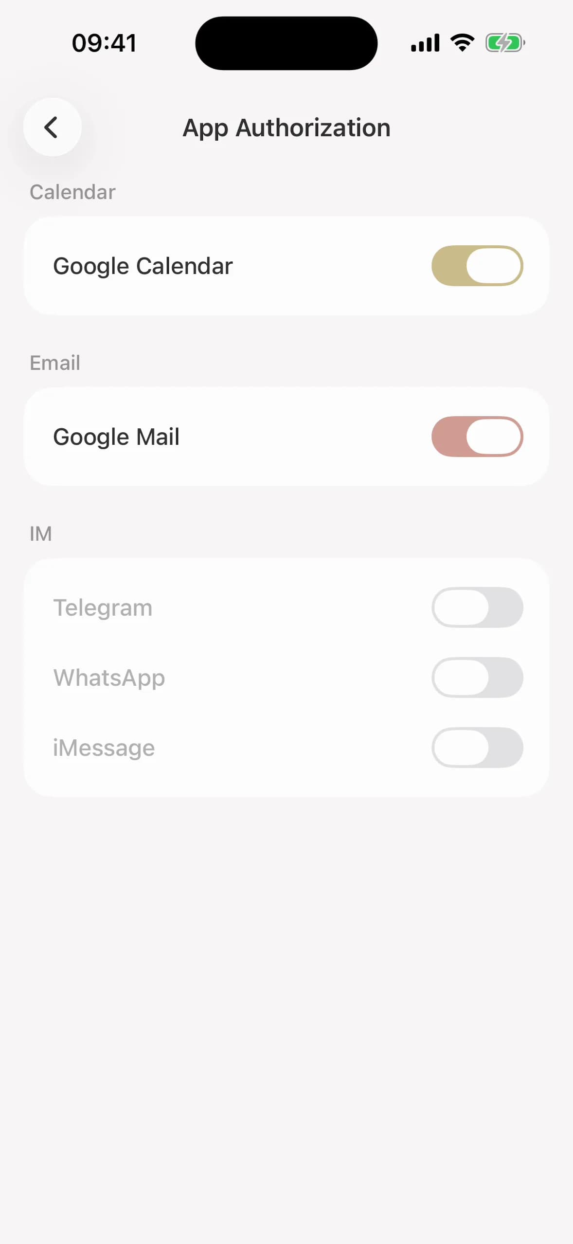 Alter Contacts sources screen for voice, meetings, email, calendar, and files