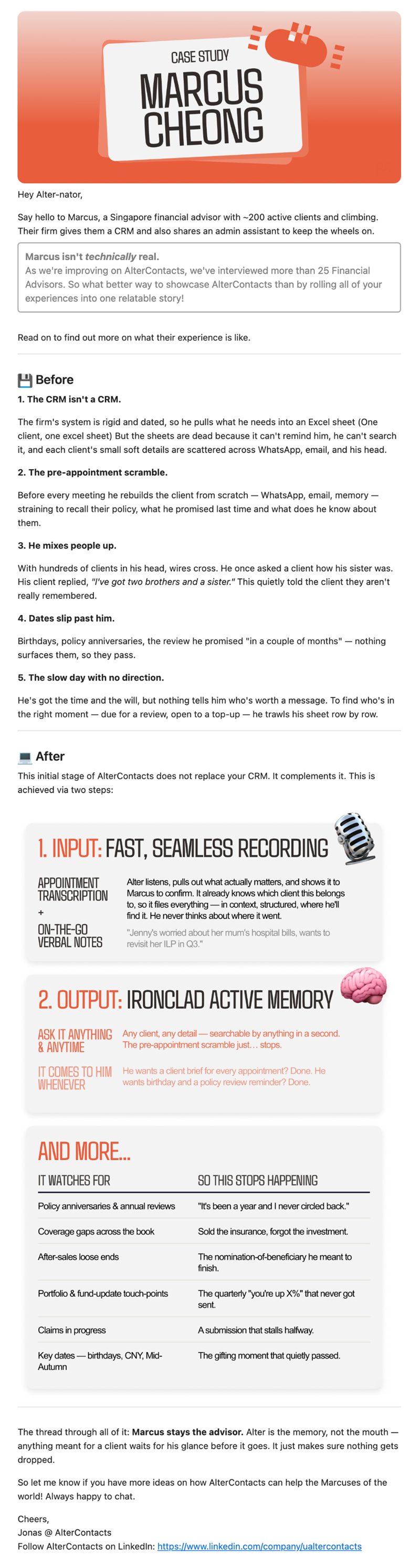Case study email: Marcus Cheong