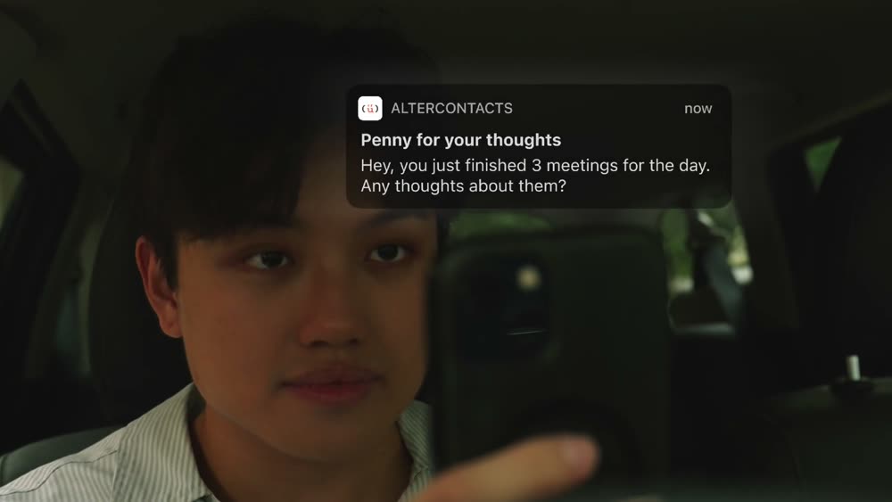 In the car, a notification over the driver