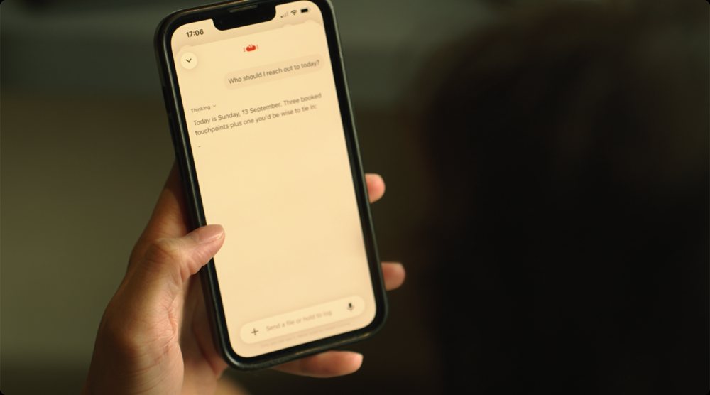 The app in hand, warm room